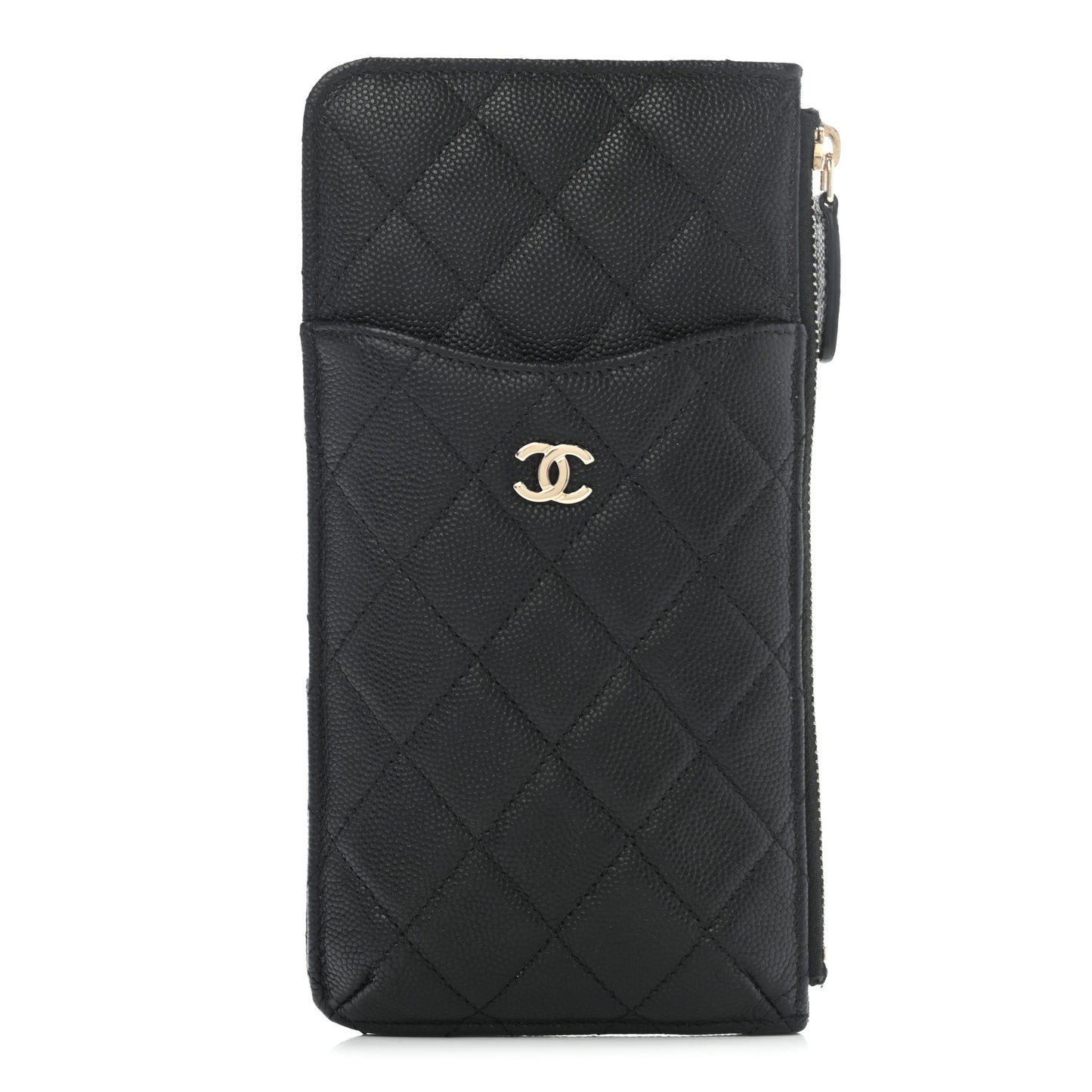 Caviar Quilted Classic Flat Wallet Pouch Black