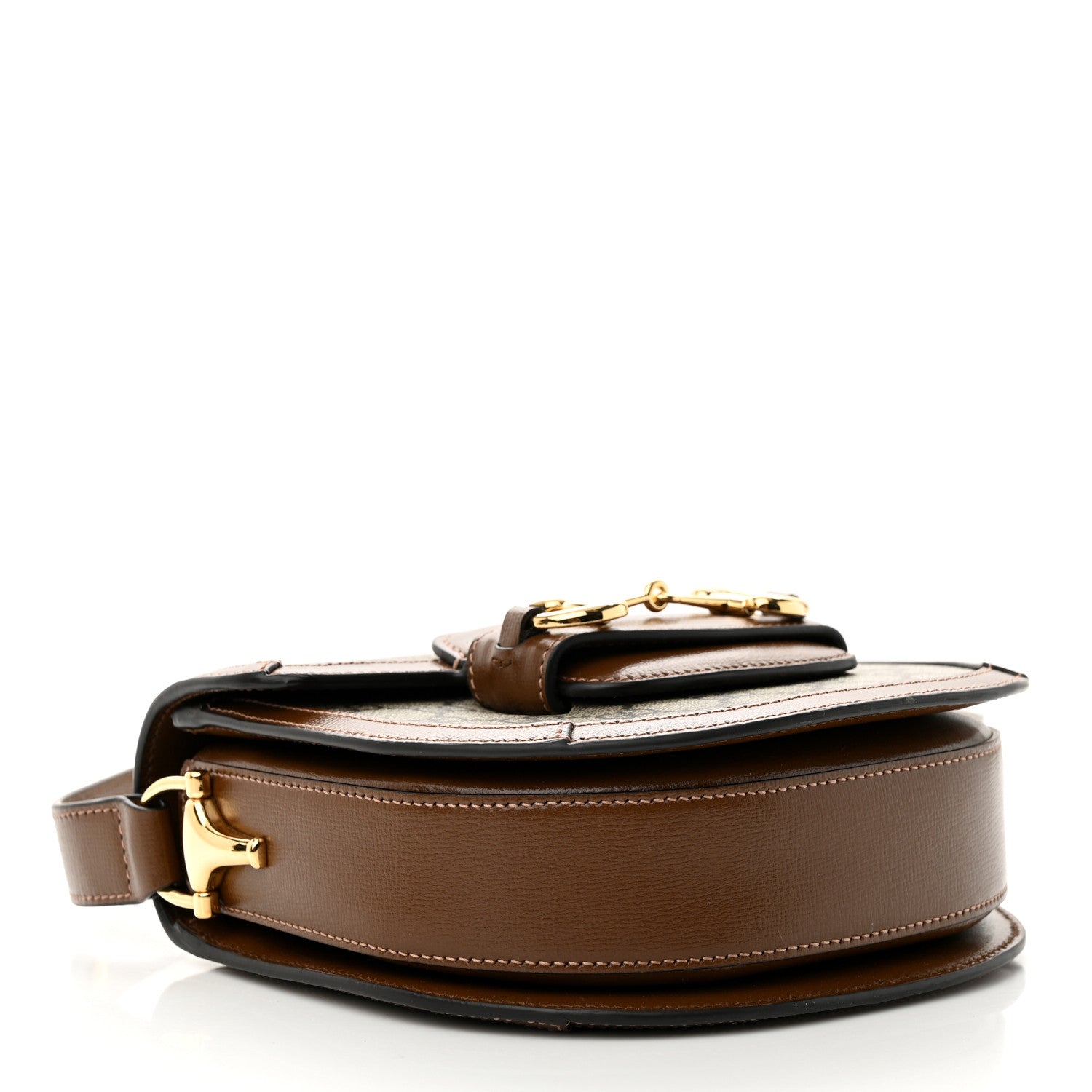 Gucci GG Supreme Monogram Mini Horsebit 1955 Rounded Shoulder Bag Beige Brown Sugar 4 of 9