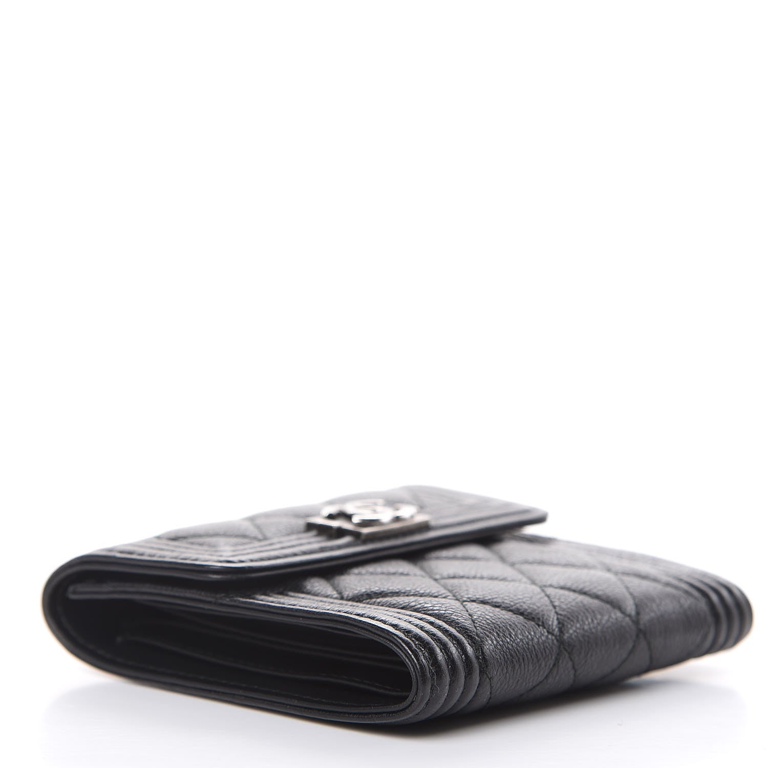 Chanel Calfskin Quilted Compact Boy Wallet Black 4 of 8
