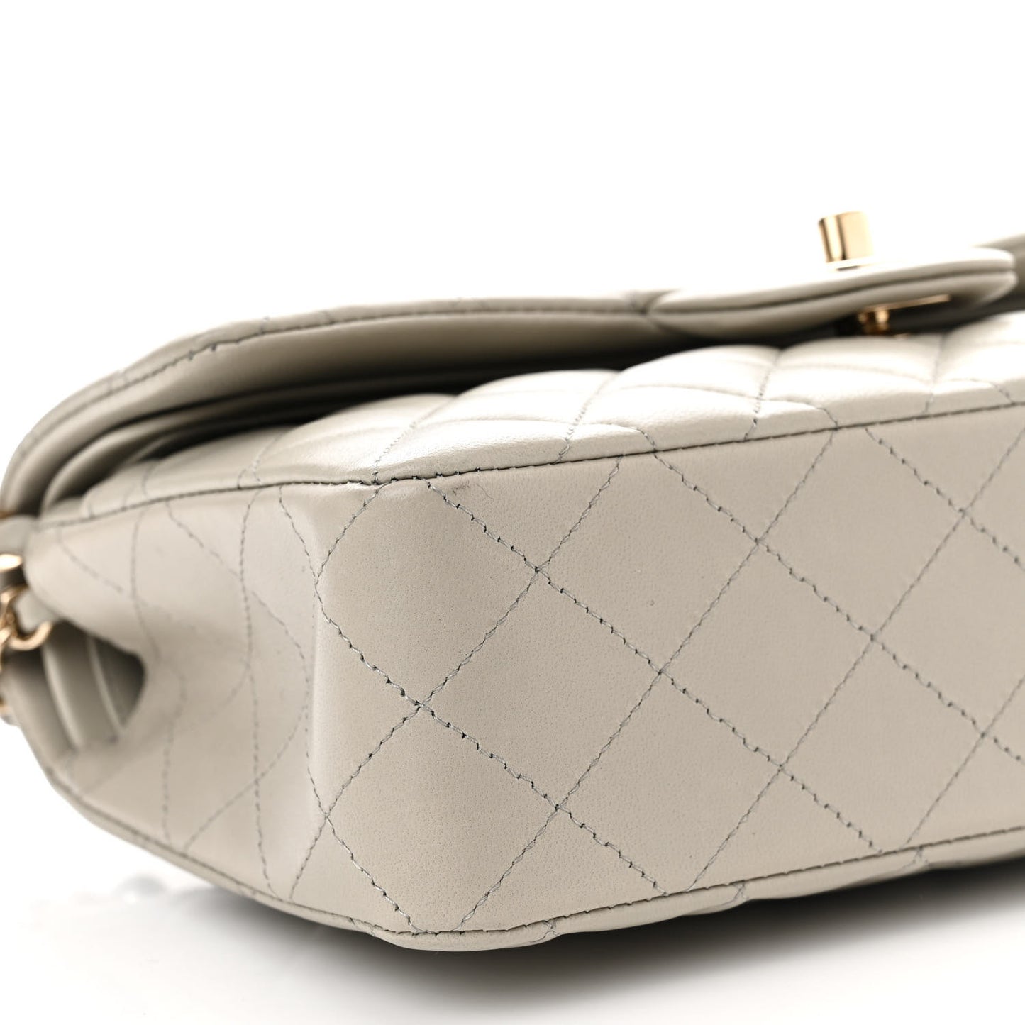 Lambskin Quilted Small Double Flap Grey