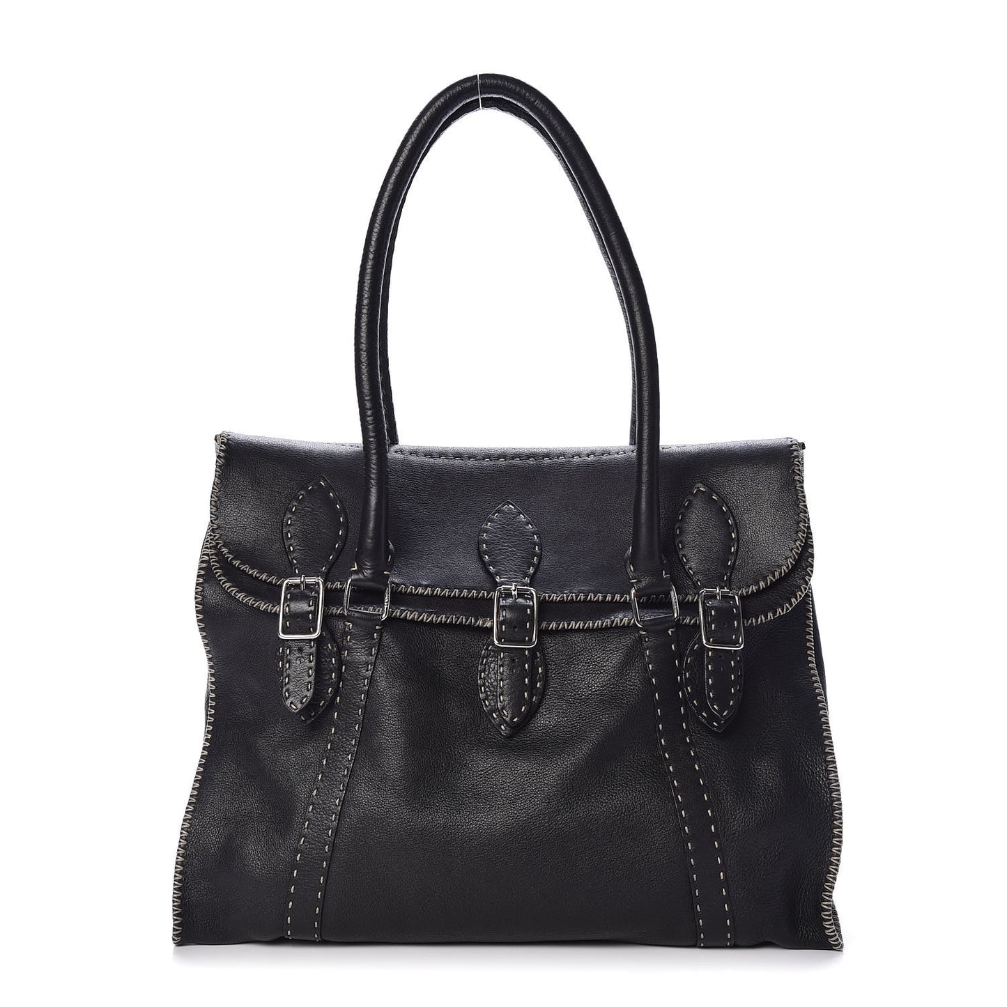 Calfskin Romano Selleria Tote Black