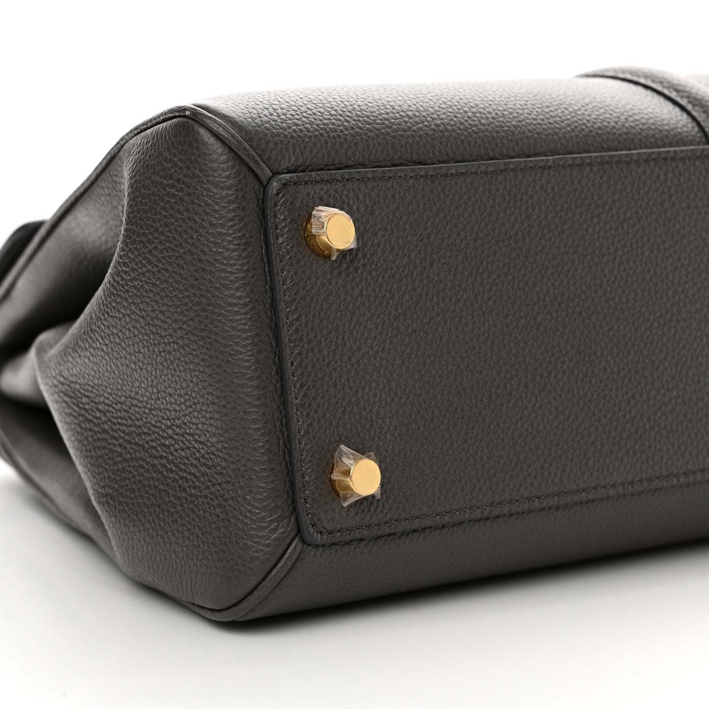 Grained Calfskin Classique 16 Top Handle Bag Medium Grey