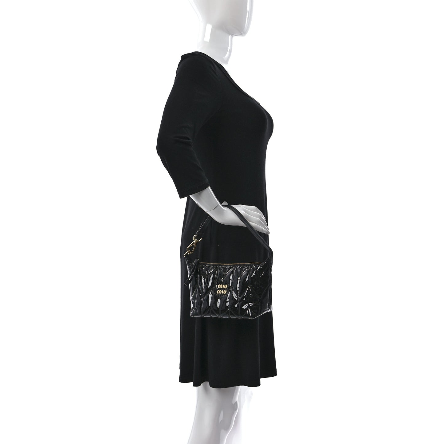 Iridescent Fabric Quilted Mini Spirit Ciré Bag Black