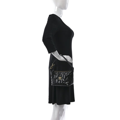 Miu Miu Iridescent Fabric Quilted Mini Spirit Ciré Bag Black 2 of 9