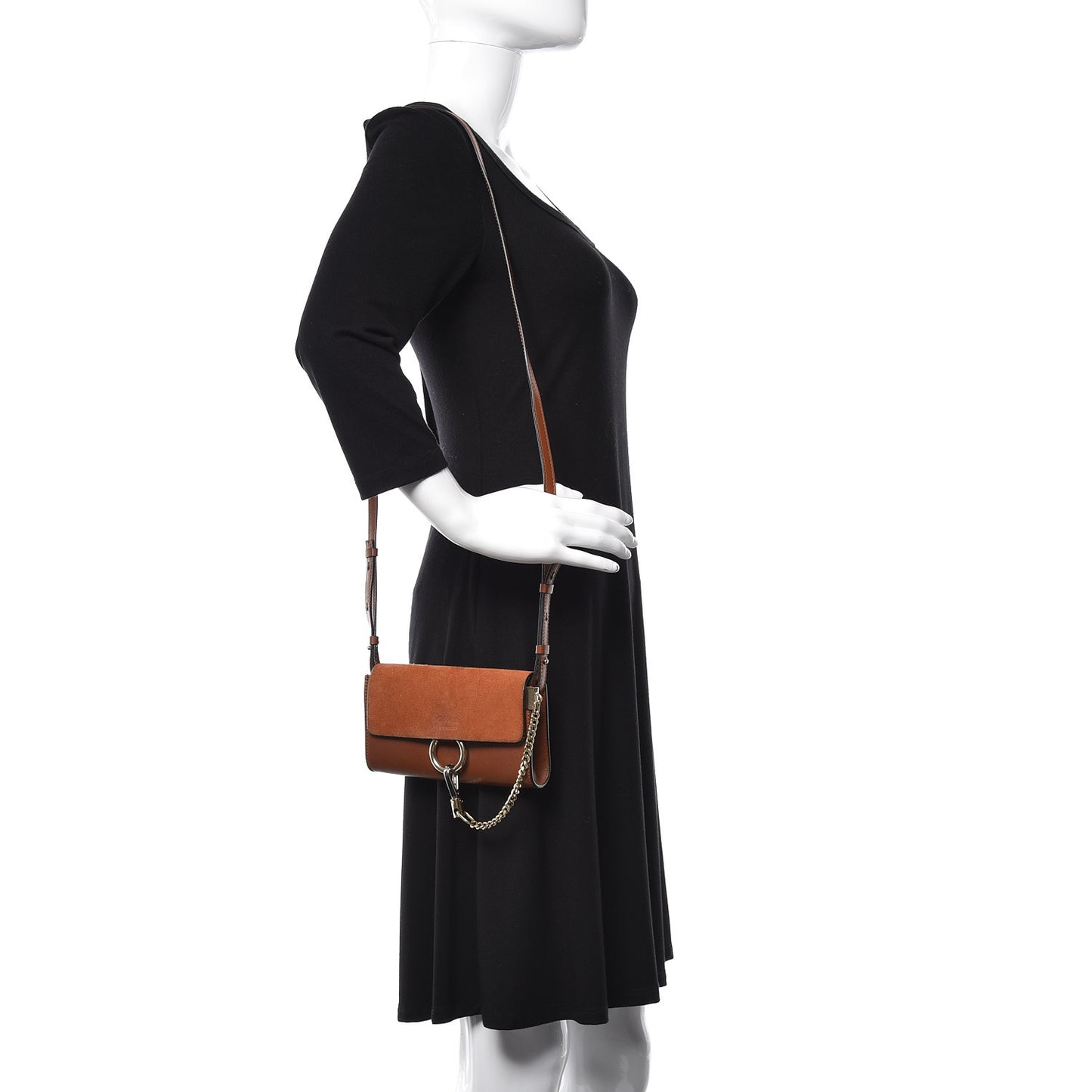 Suede Calfskin Mini Faye Shoulder Bag Tobacco