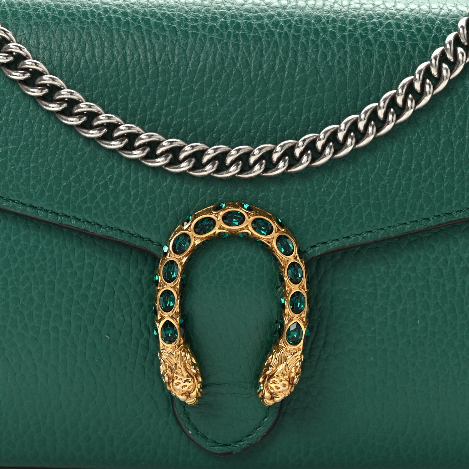 Gucci Calfskin Mini Dionysus Chain Wallet Emerald 7 of 10