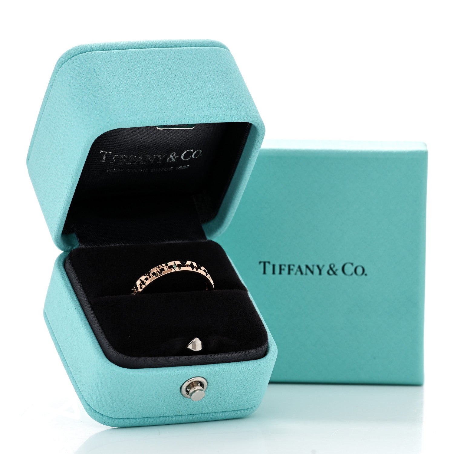Tiffany 18K Rose Gold Narrow T True Ring 58 8.5 5 of 5