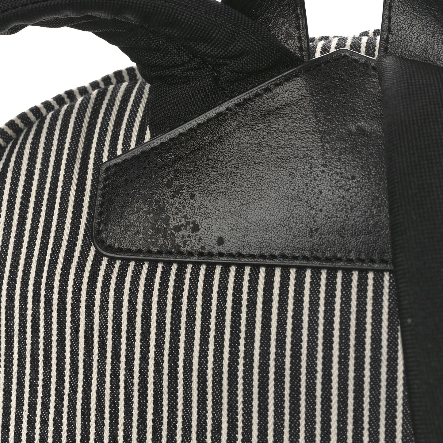Canvas Striped Medium Backpack Black White