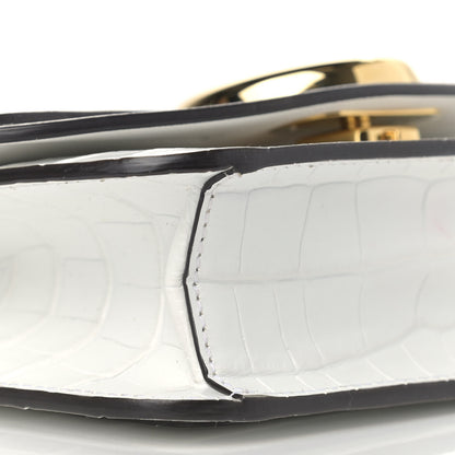 Chloe Calfskin Crocodile Embossed C Clutch With Chain White 8 of 13