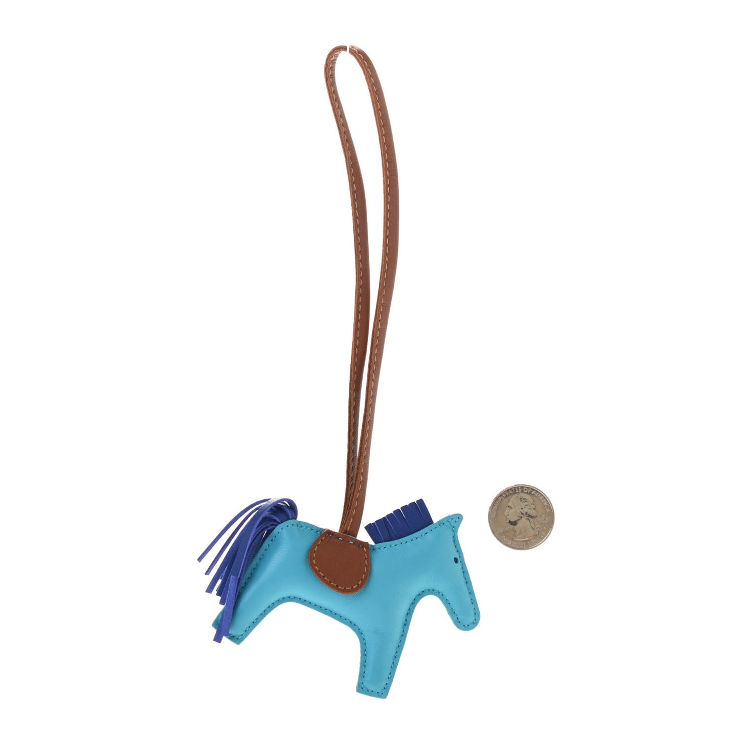 Milo Lambskin Grigri Rodeo Horse Bag Charm PM Bleu Azteque Bleu Electrique Fauve