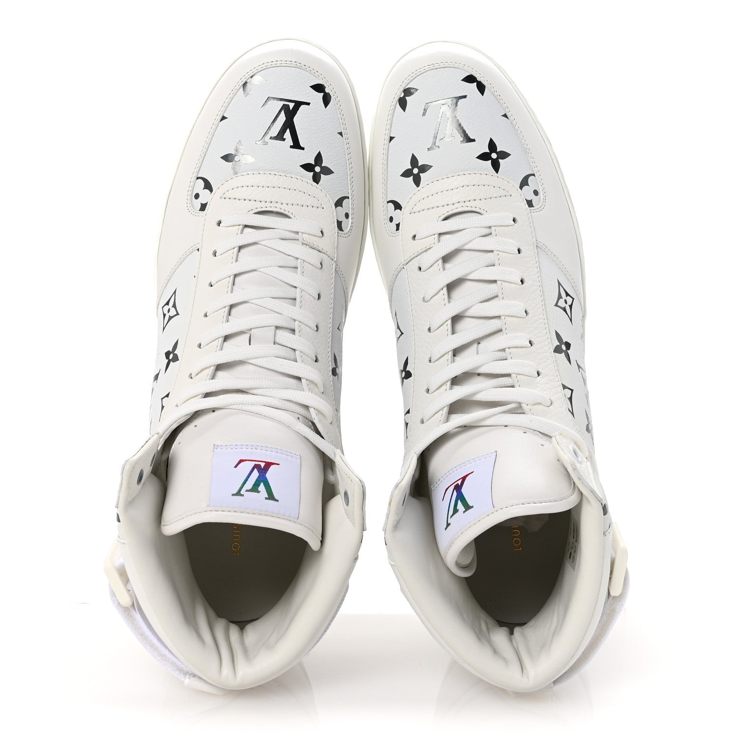 Louis Vuitton Calfskin Monogram Rivoli High Top Sneakers 10 White 2 of 9