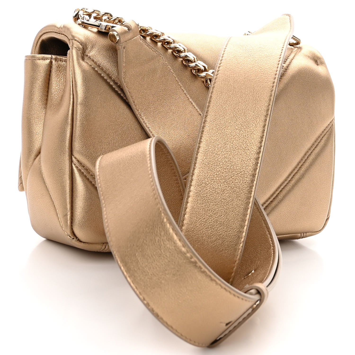 Bulgari Metallic Calfskin Matelasse Mini Serpenti Cabochon Crossbody Bag Gold 3 of 11