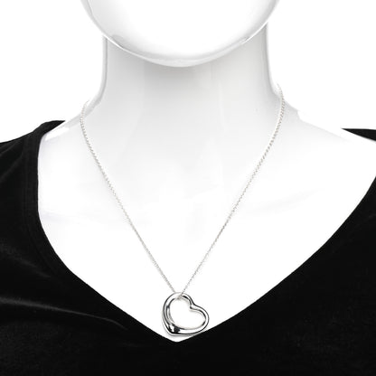 Tiffany Sterling Silver 27mm Elsa Peretti Open Heart Pendant Necklace 2 of 5