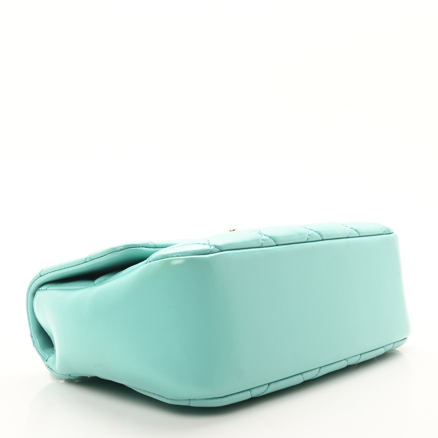 Shiny Lambskin Quilted Coco Trip Flap Bag Turquoise