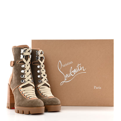 Christian Louboutin Suede Calfskin Macademia 100 Biker Platform Boots 36 Silex 18 of 18