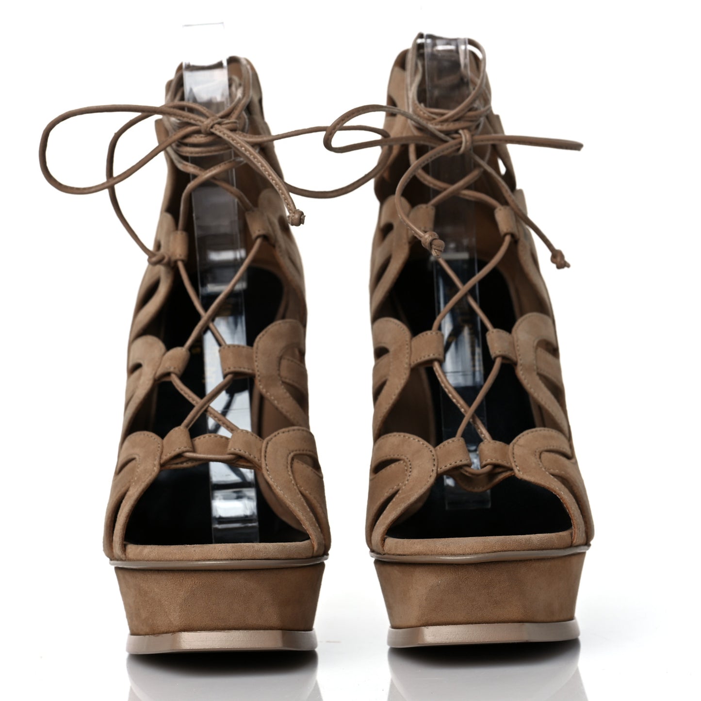 Kid Scamosciato Tribute 105 Lace Up Platform Sandals 37.5 Beige