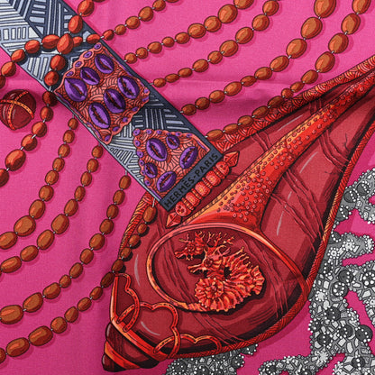 Hermes Silk Chemins De Corail Scarf 90 Fuchsia Gris Bordeaux 2 of 5