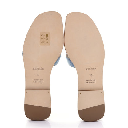 Hermes Denim Canvas Oran Sandals 38 Bleu Clair 5 of 10