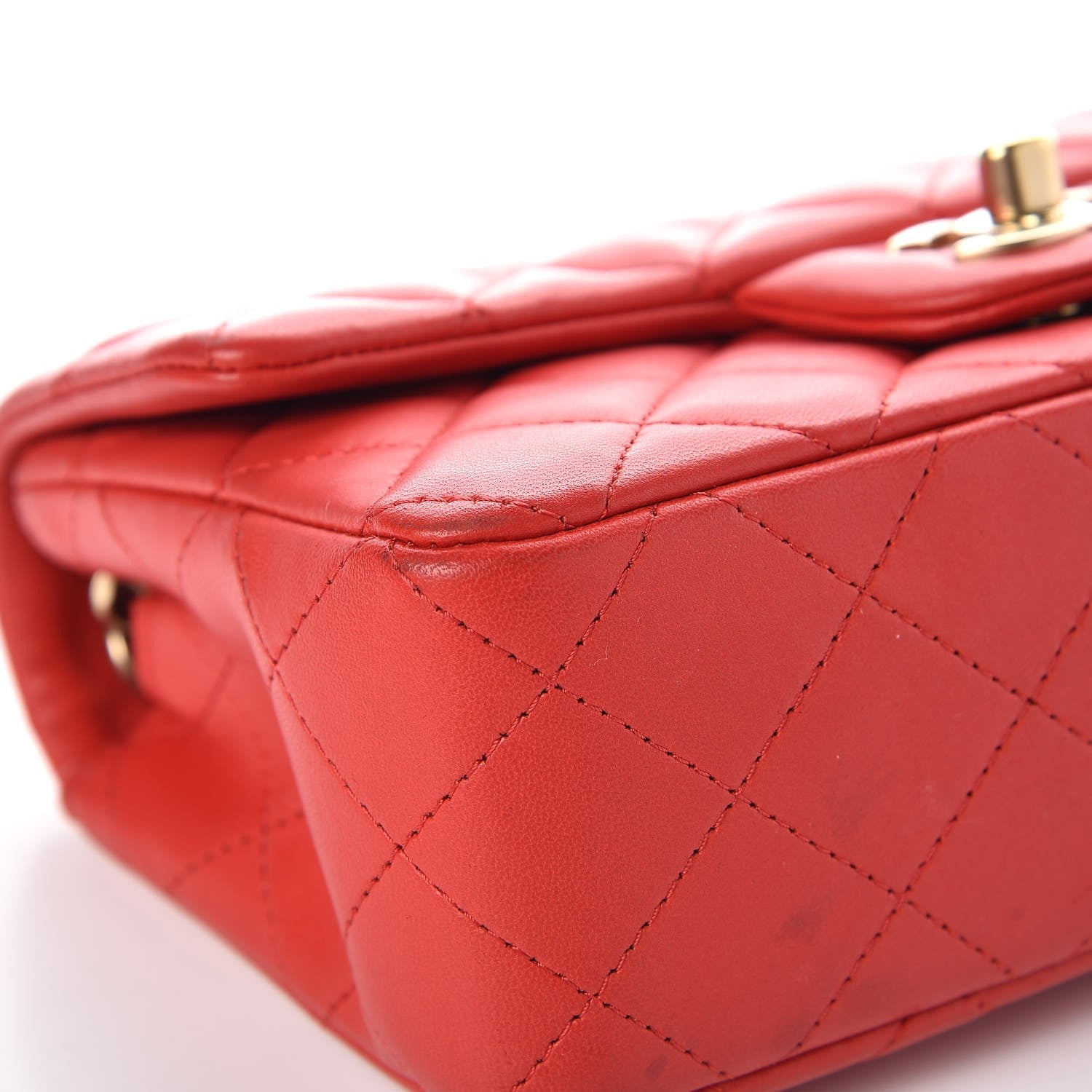 Chanel Lambskin Quilted Mini Rectangular Flap Red 9 of 14