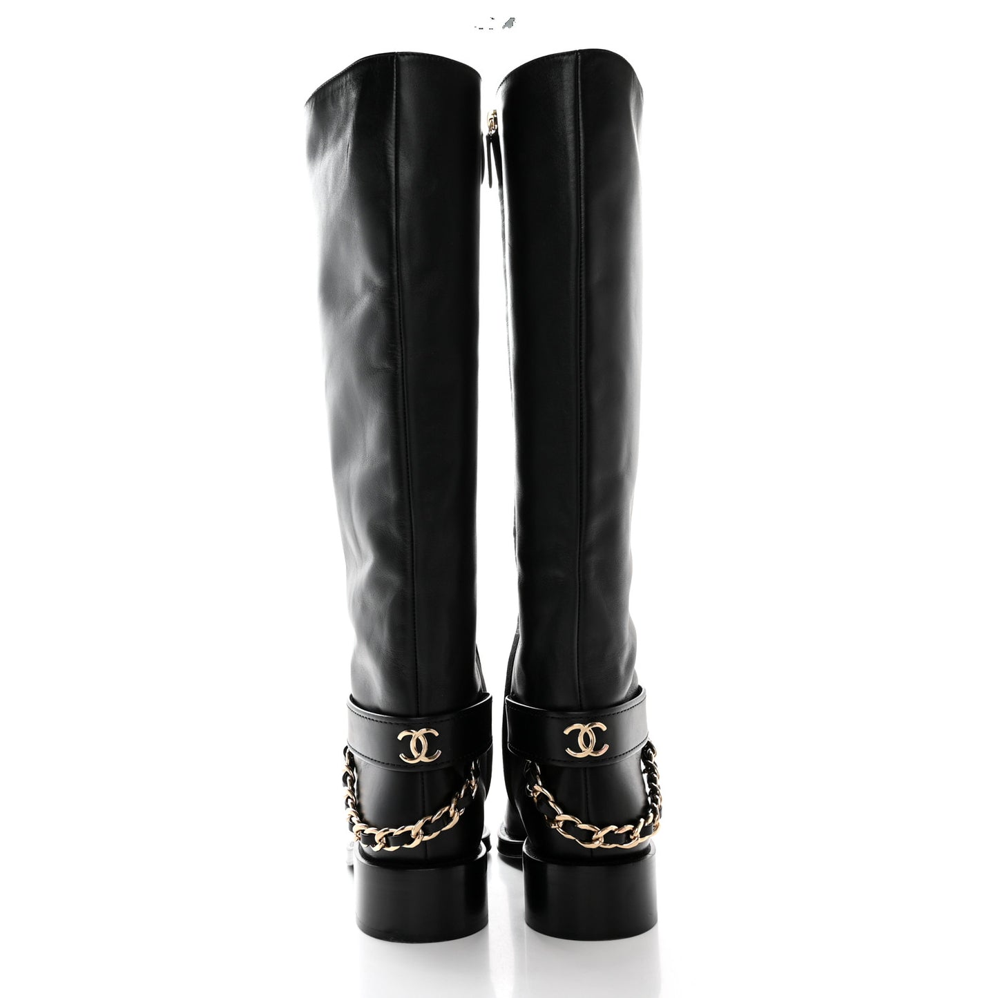 Calfskin Chain HIgh Boots 37.5 Black
