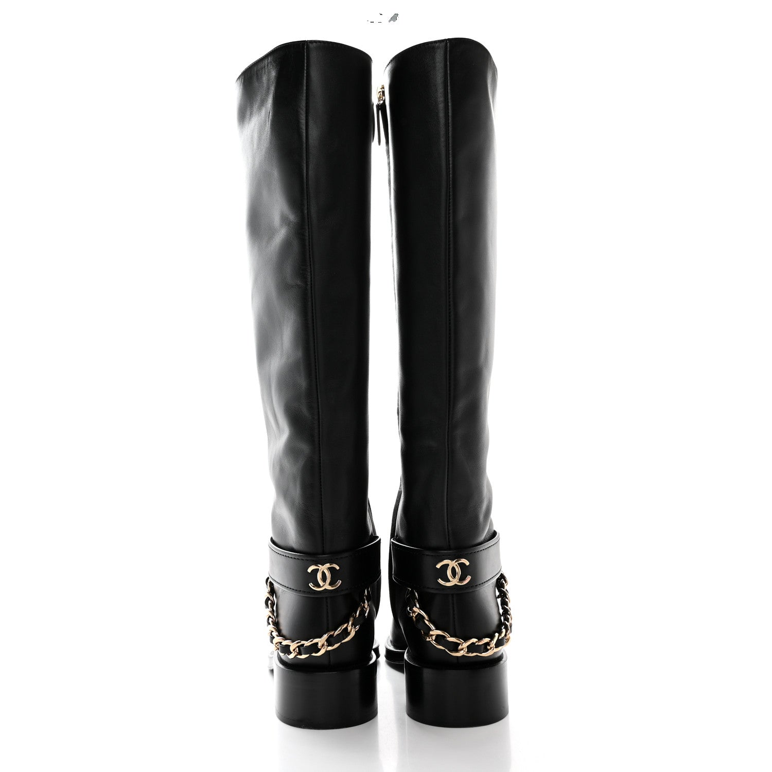 Chanel Calfskin Chain HIgh Boots 37.5 Black 5 of 12