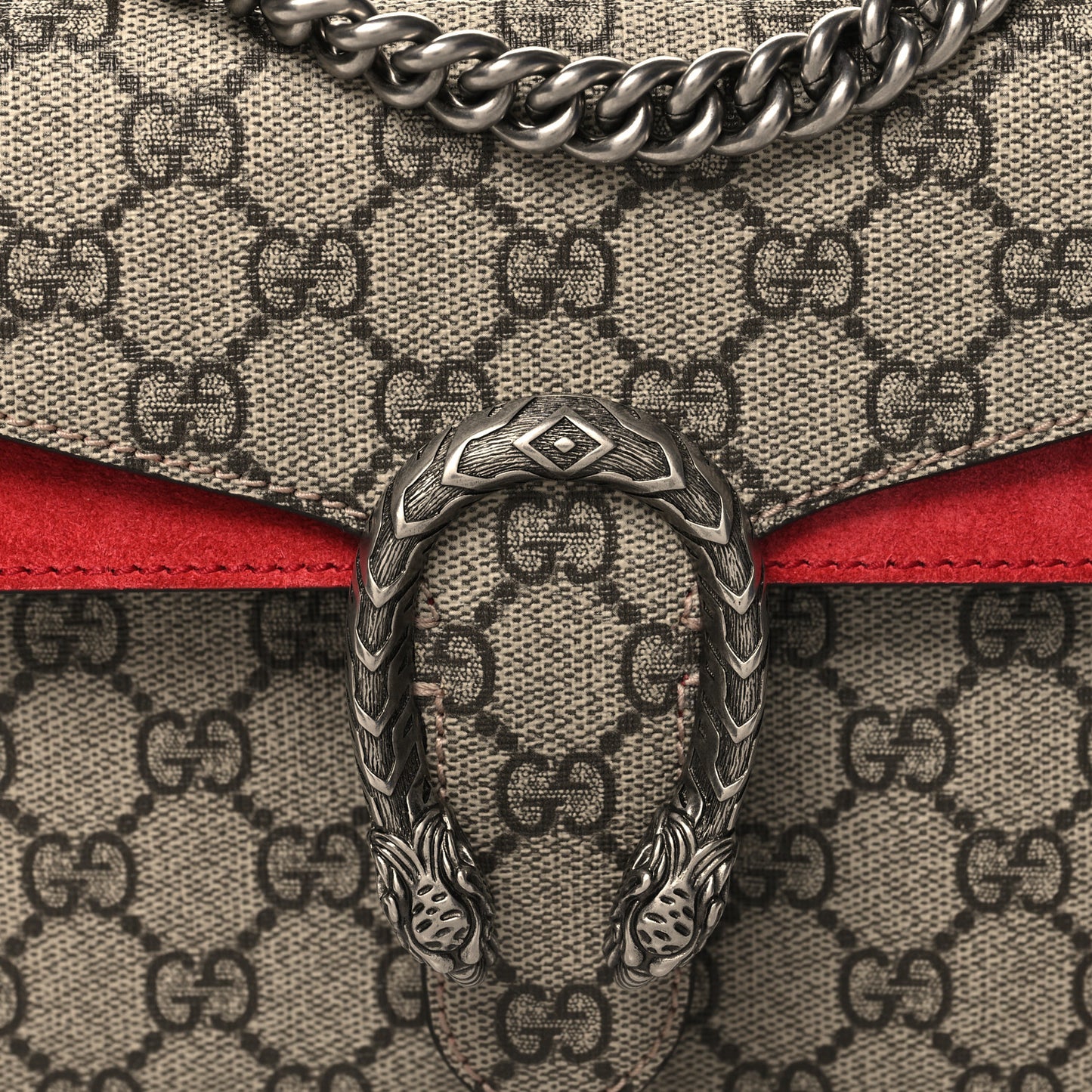 GG Supreme Monogram Mini Dionysus Shoulder Bag Hibiscus Red