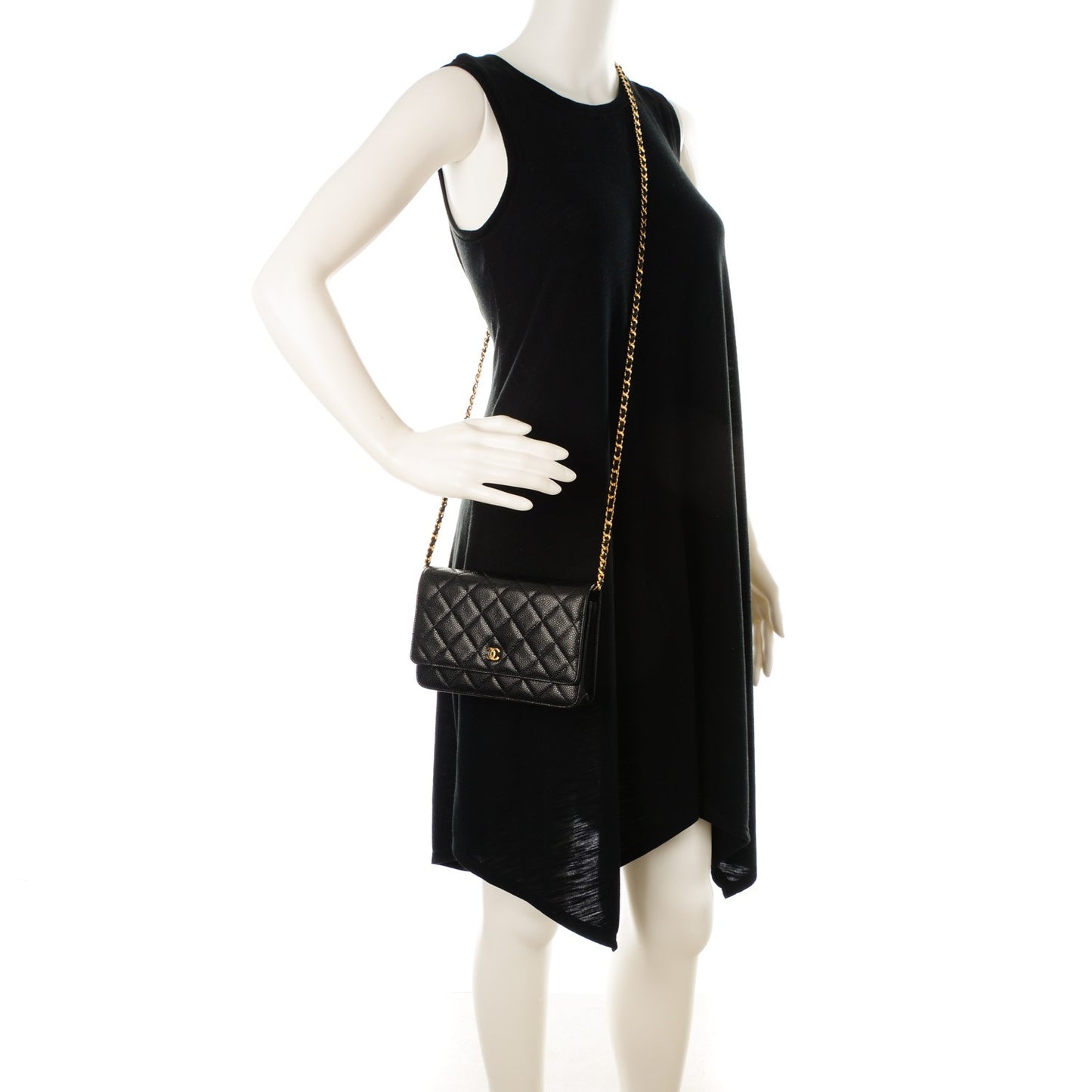 Caviar Quilted Wallet On Chain WOC Black