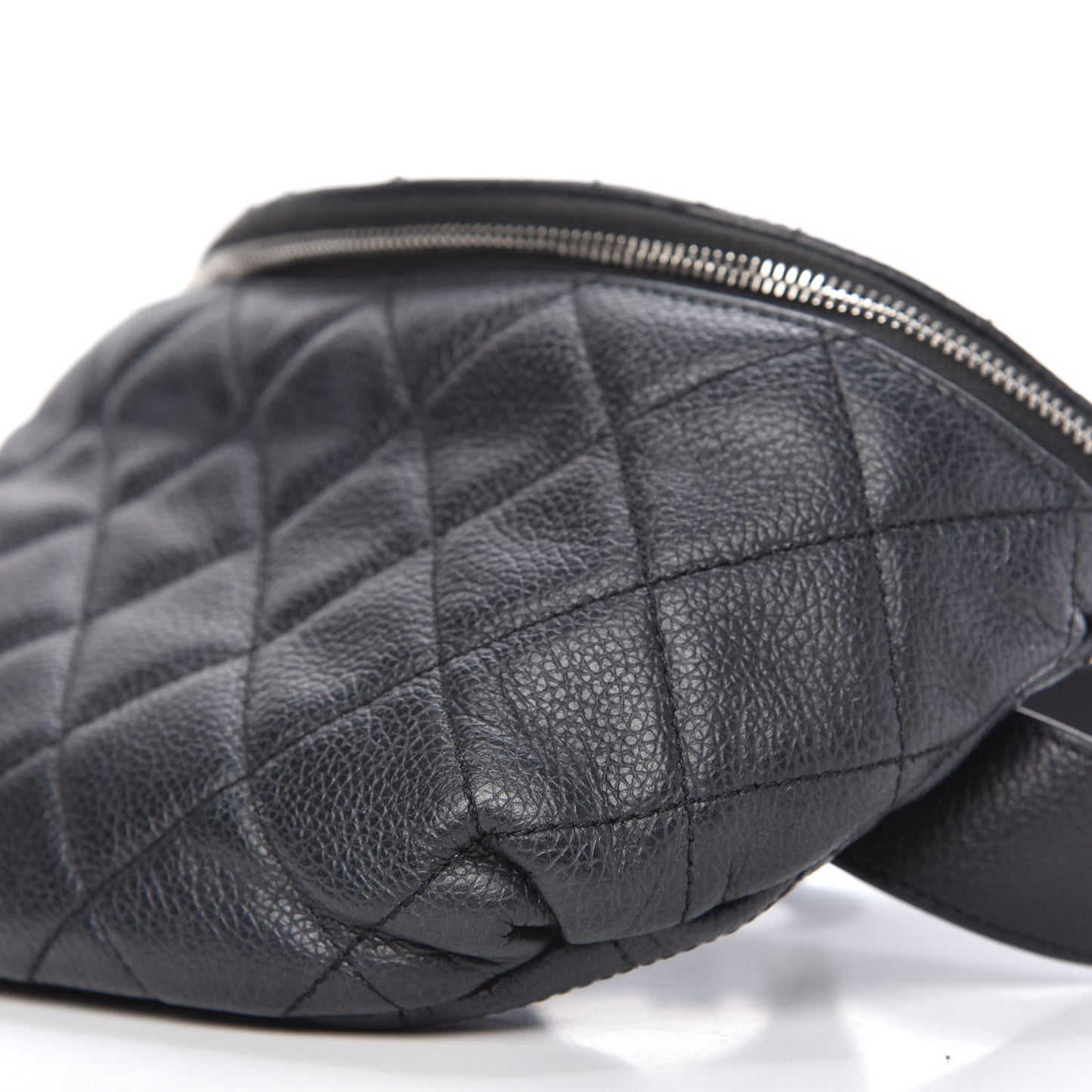 Grained Calfskin Quilted Waist Belt Bag Black
