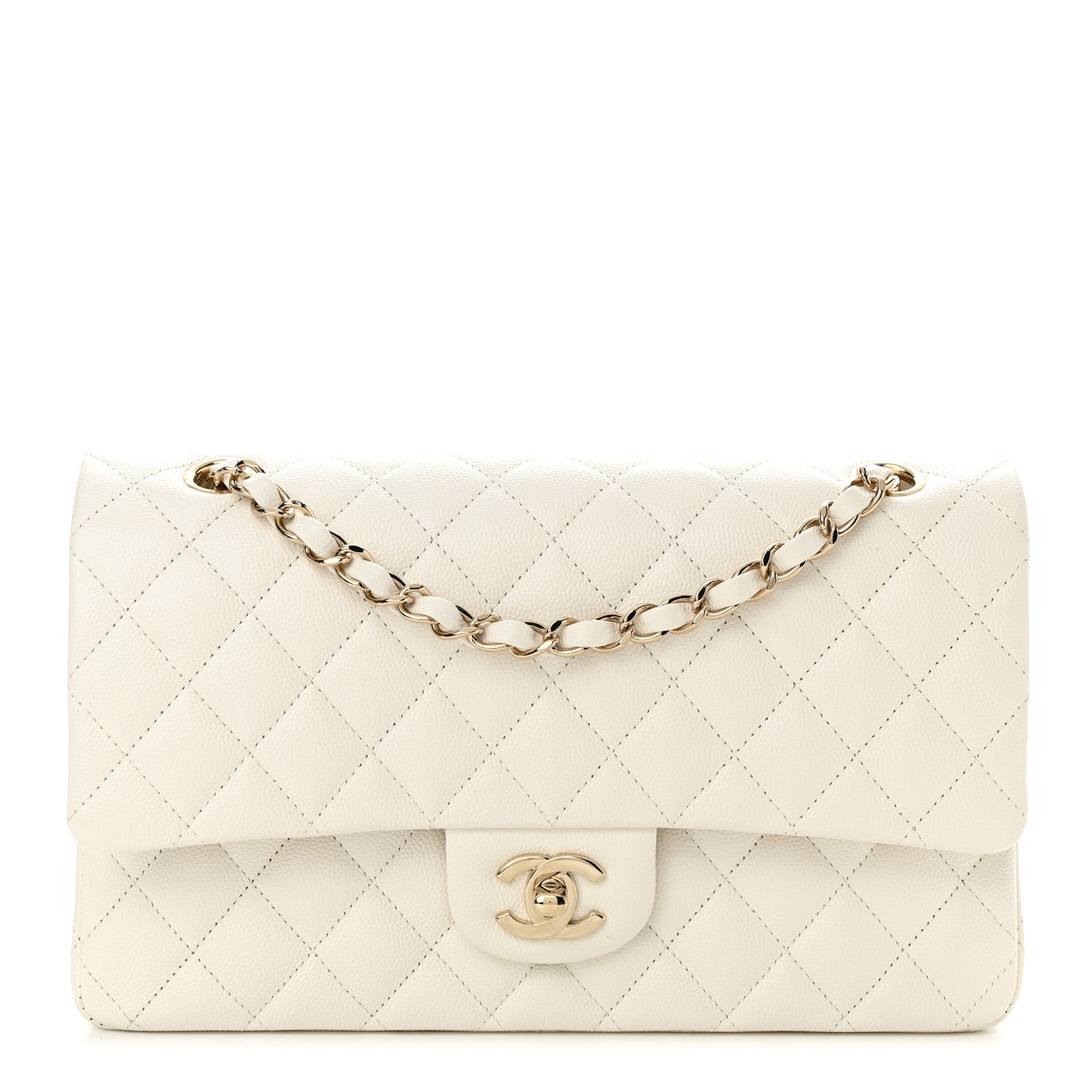 Chanel Caviar Quilted Medium Double Flap White 1 of 11