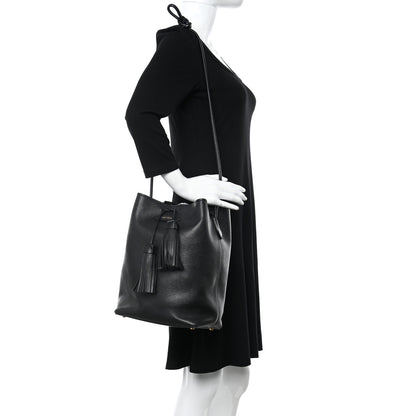 Tom Ford Calfskin Small Tassel Bucket Bag Black 2 of 17