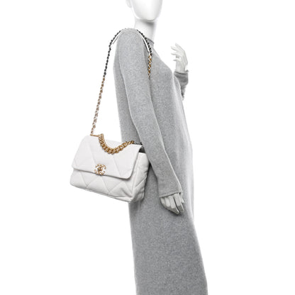 Chanel Lambskin Quilted Large Chanel 19 Flap White 2 of 10