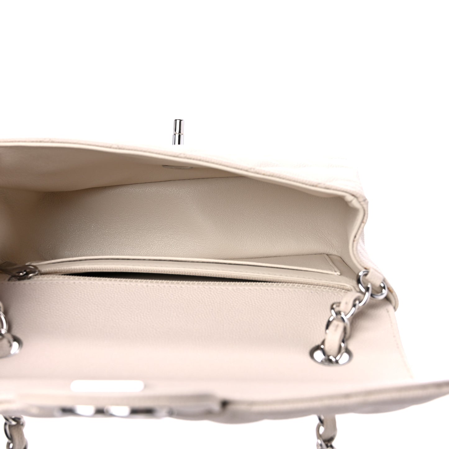 Caviar Quilted Mini Rectangular Flap Light Beige
