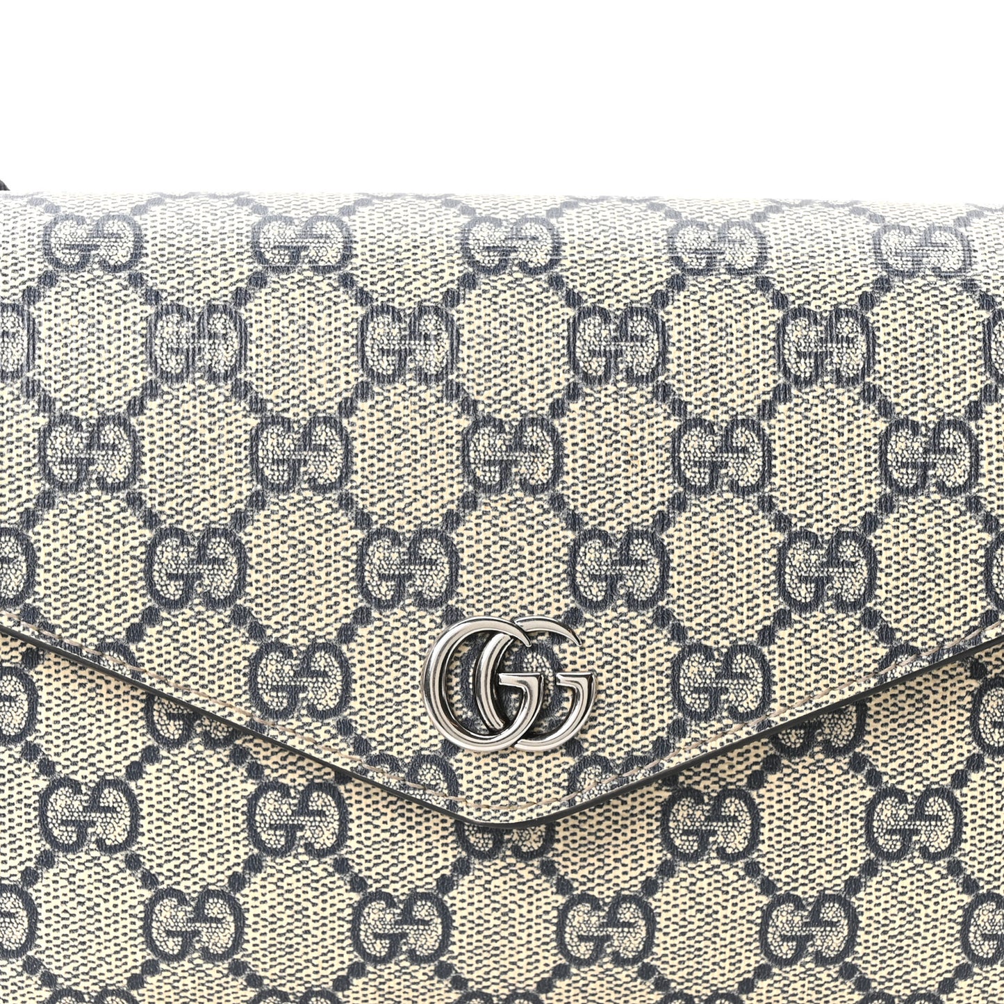 GG Supreme Monogram Textured Dollar Calfskin Web Mini Ophidia Envelope Shoulder Bag Beige Blue
