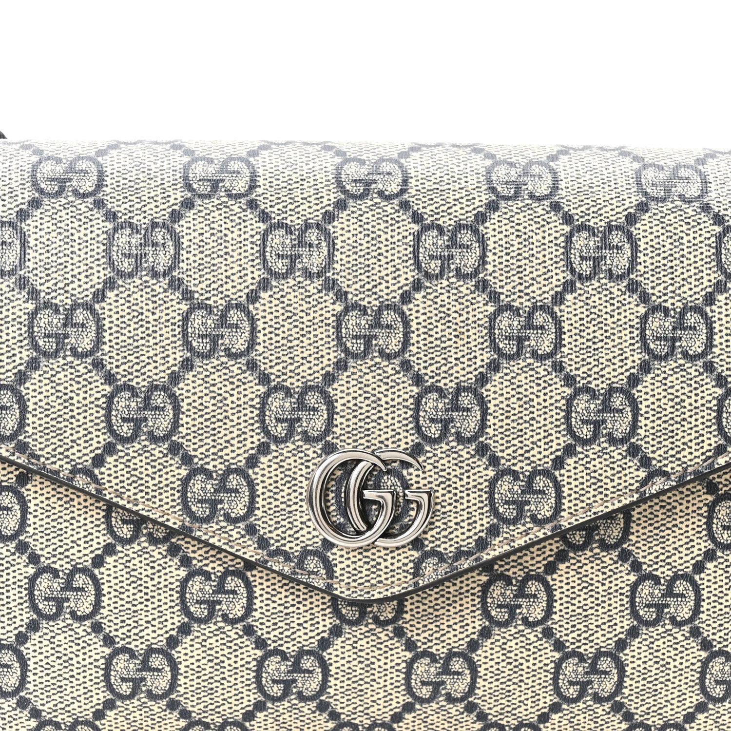 Gucci GG Supreme Monogram Textured Dollar Calfskin Web Mini Ophidia Envelope Shoulder Bag Beige Blue 8 of 10