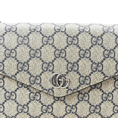 Gucci GG Supreme Monogram Textured Dollar Calfskin Web Mini Ophidia Envelope Shoulder Bag Beige Blue 8 of 10