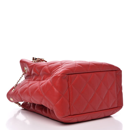 Chanel Lambskin Quilted Chain Drawstring Bag Red 4 of 10