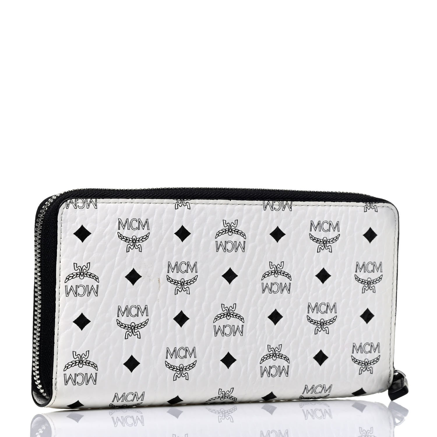 MCM Visetos Large Zip Around Wallet White 2 of 4