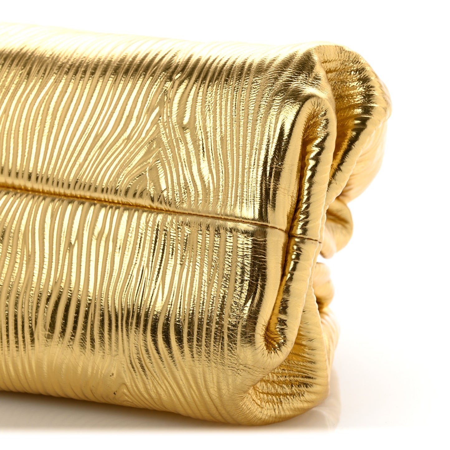 Metallic Bark Calfskin Embossed The Pouch Oversized Clutch Oro