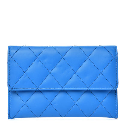 Chanel Lambskin Quilted Wallet On Removable Chain Insert Blue 1 of 8