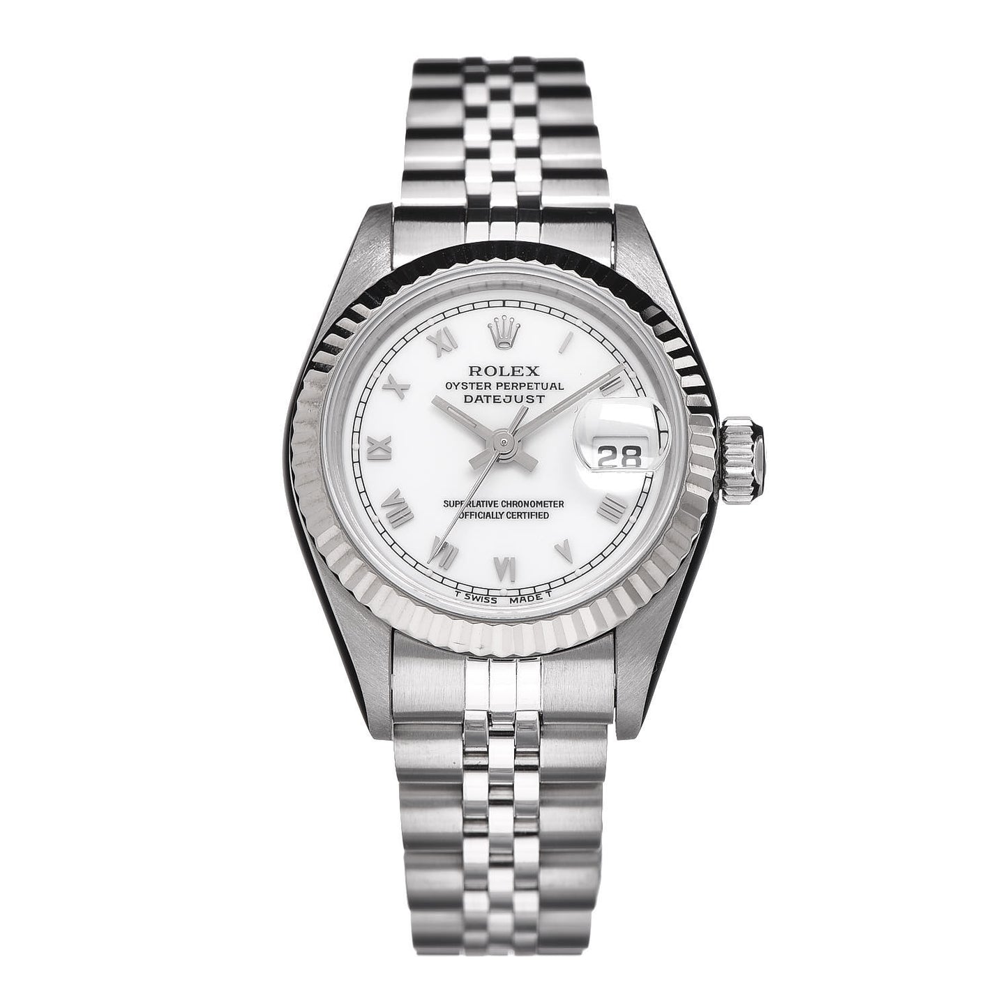 Stainless Steel 18K White Gold 26mm Oyster Perpetual Datejust Watch White Roman 69174
