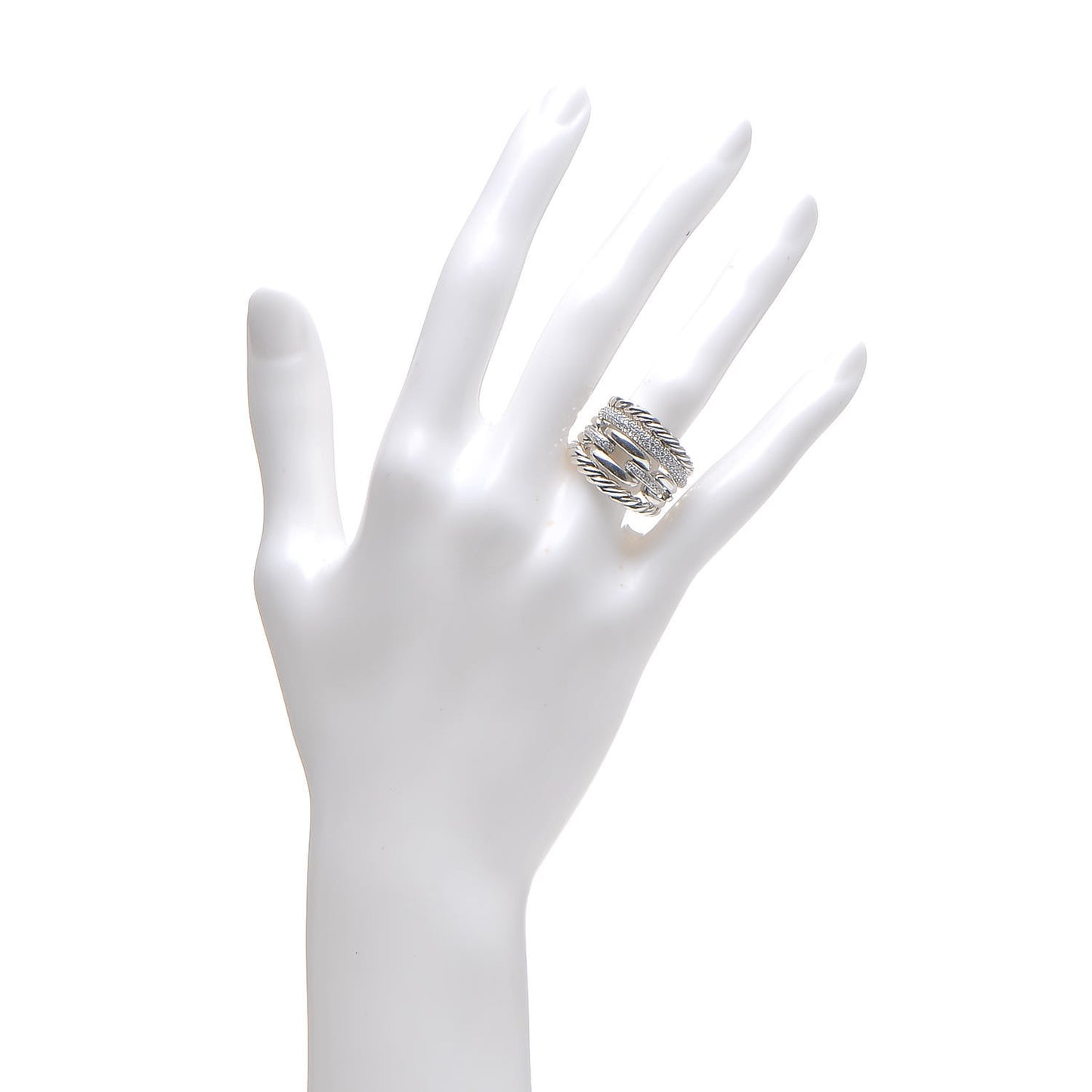 Sterling Silver Diamond Wellesley Link 4 Row Ring 50.6 5.5