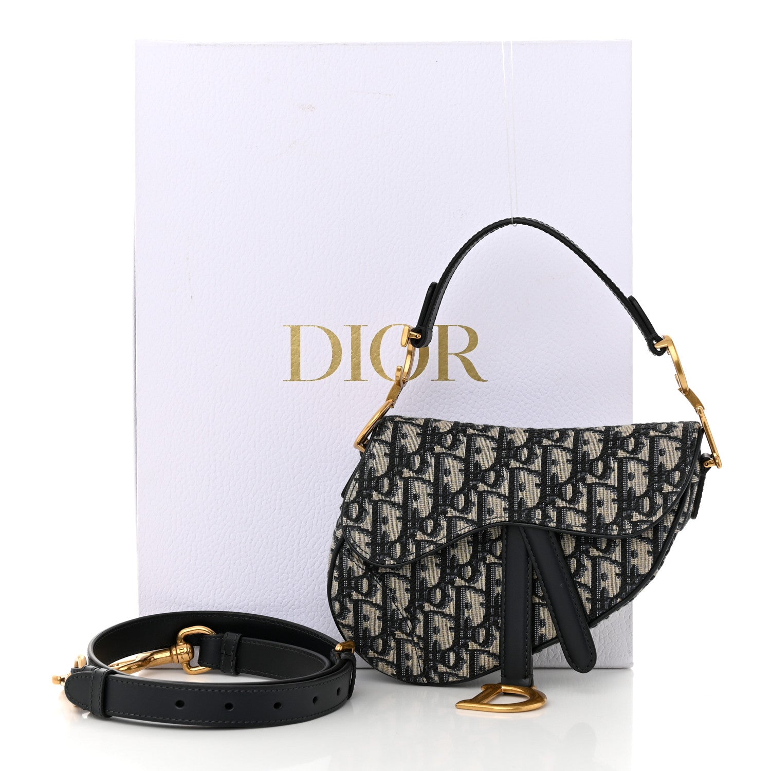 Christian Dior Oblique Mini Saddle Bag With Strap Blue 11 of 11
