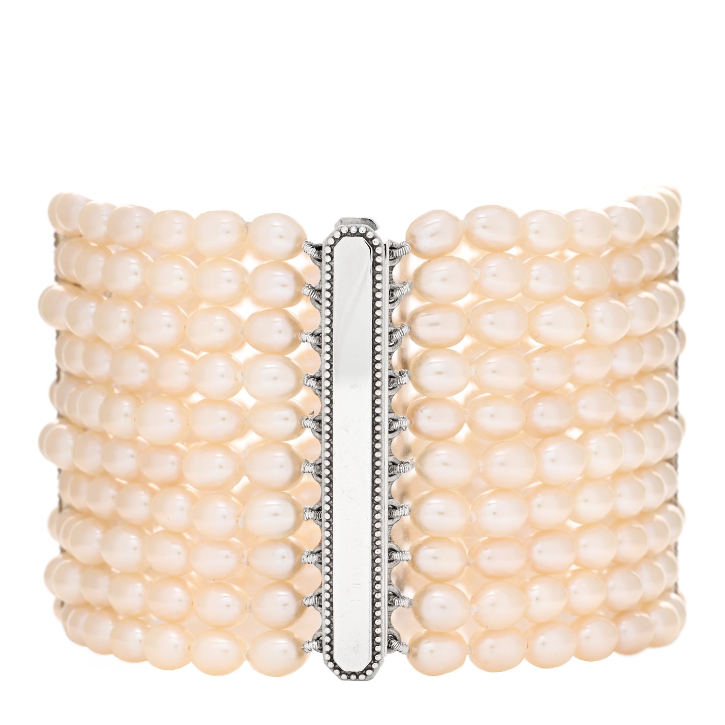 Sterling Silver Freshwater Pearl 4.5mm Ziegfeld 10 Strand Bracelet
