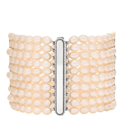 Tiffany Sterling Silver Freshwater Pearl 4.5mm Ziegfeld 10 Strand Bracelet 1 of 4