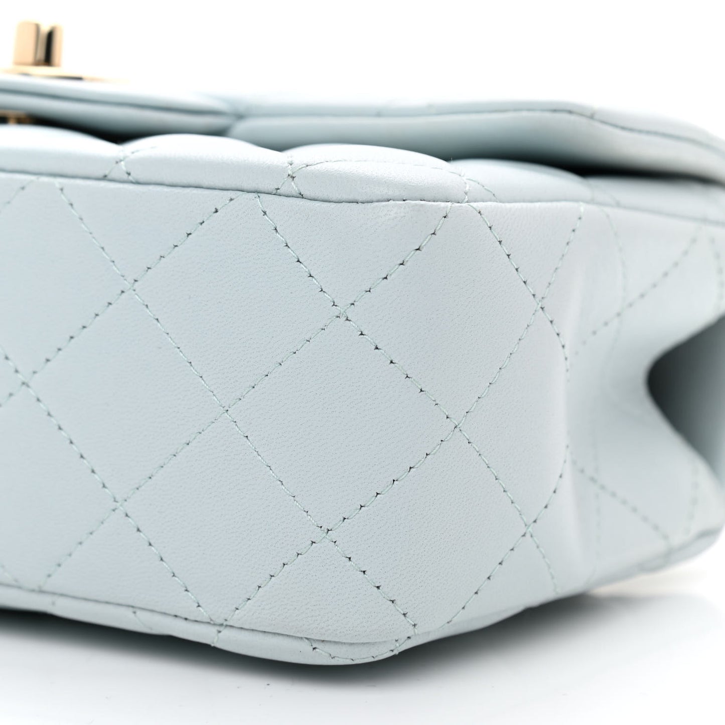 Lambskin Quilted Mini Top Handle Rectangular Flap Light Blue