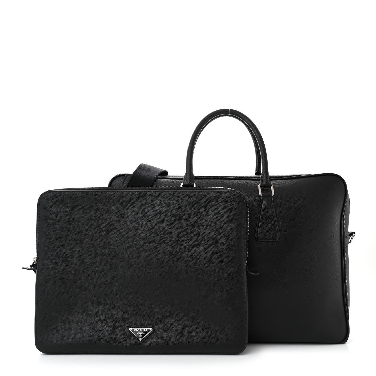 Prada Saffiano Travel Briefcase Black 3 of 22