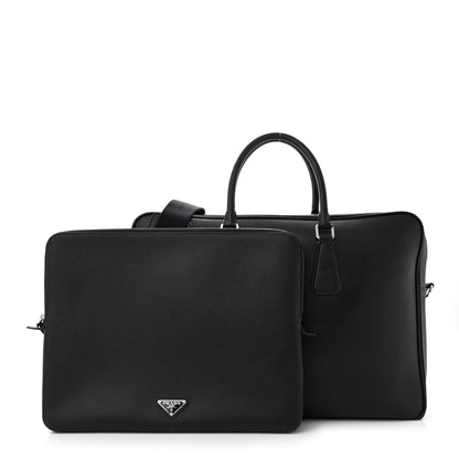 Prada Saffiano Travel Briefcase Black 3 of 22