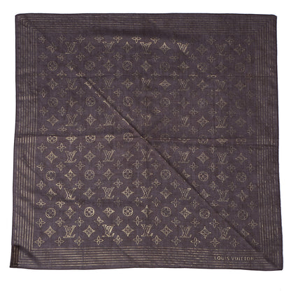 Louis Vuitton Cotton Monogram Scarf Brown and Gold 2 of 4