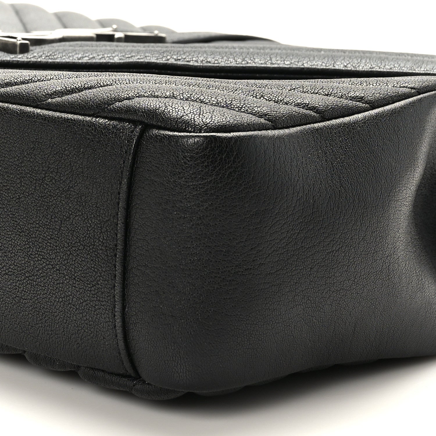 Saint Laurent Sheepskin Matelasse Chevron Monogram Large College Satchel Black 10 of 10