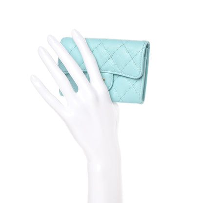 Chanel Caviar Quilted Card Holder Light Blue 2 of 9